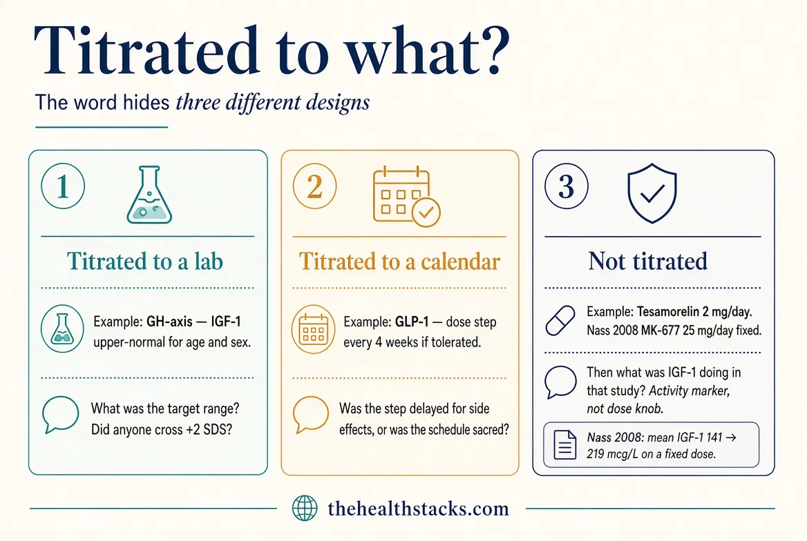 If a write-up says “titrated,” ask: titrated to what? A number on a lab report, a date on a calendar, or nothing at all?